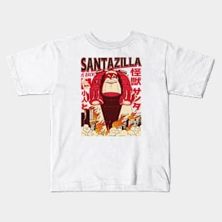 Santazilla // Funny Japanese Santa Monster Kids T-Shirt